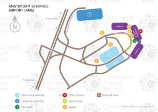Kaart van de terminal en de luchthaven Amsterdam Schiphol (AMS)
