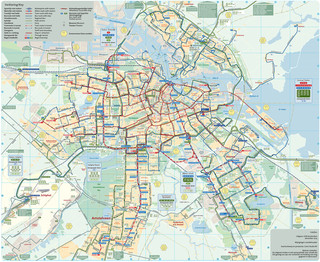 Kaart van de Amsterdamse bus GVB netwerk
