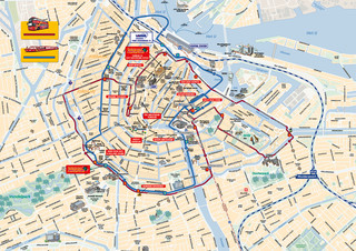 Kaart van de toeristische bus en hop-on-hop-off City SightSeeing bustocht