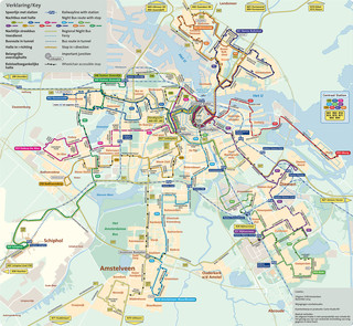 Kaart van de Amsterdamse nachtbus GVB netwerk